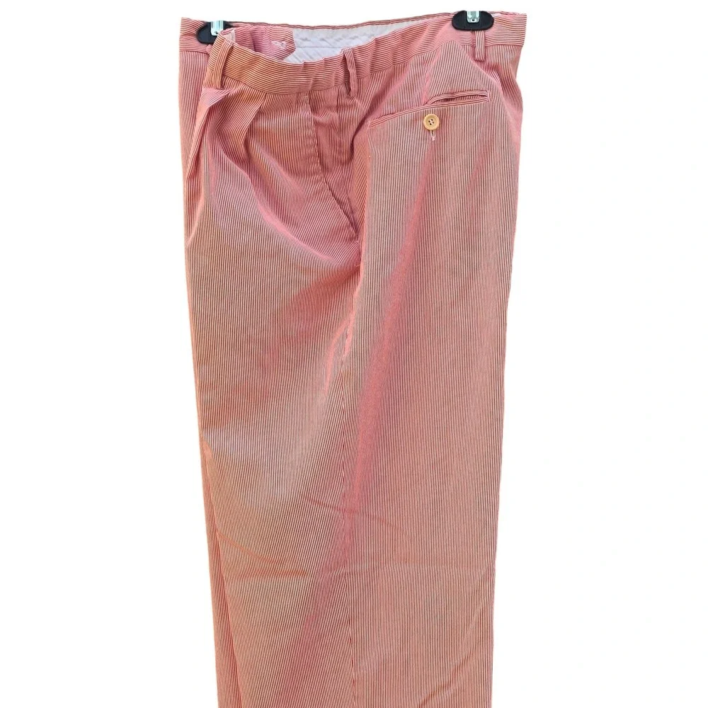 Bullock & Jones Seersucker Pants Mens 36 Red White Pleated‎ Bossi Italy